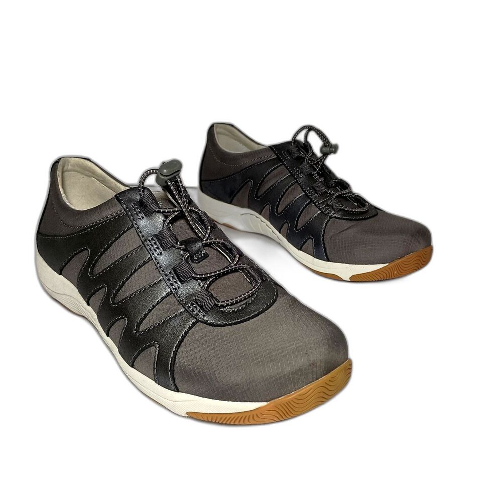 Dansko Harlie Women's Leather Sneakers Charcoal Metallic Suede Athletic Shoes